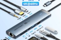 Vention USB C Hub HDMI 4K 60Hz 9 in 1 PD 100W RJ45 Adapter USB3.0 Hub 5Gbps Splitter Docking Station for MacBook Air iPad Laptop
