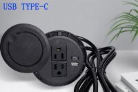 Desktop socket Multifunctional 2US Socket with USB Type-C  Recessed Desktop Plug Round Socket