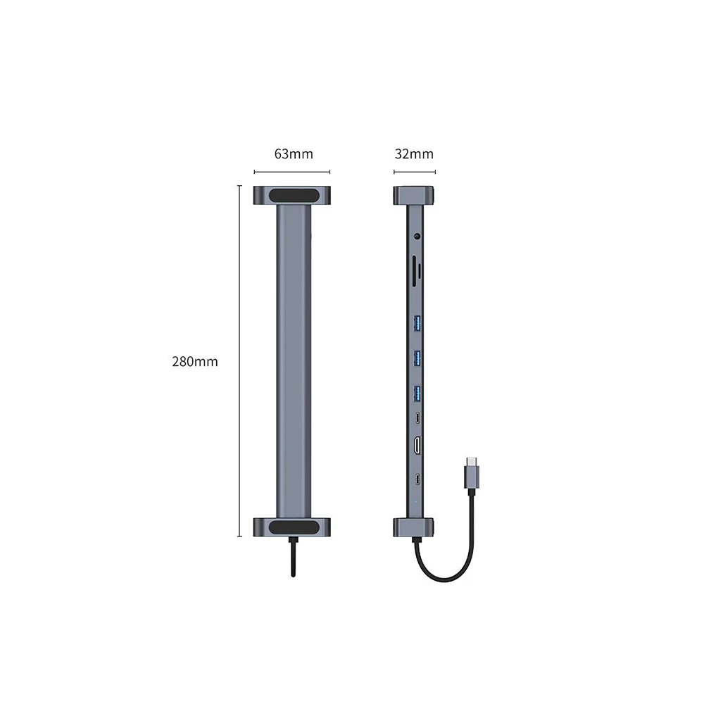USB C HUB with Stand for Laptop Foldable Holder LAN Extender USB Disk Micro SD TF Card Reader PD Charger 4K 30HZ Type C Hub