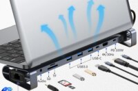 USB C HUB with Stand for Laptop Foldable Holder LAN Extender USB Disk Micro SD TF Card Reader PD Charger 4K 30HZ Type C Hub