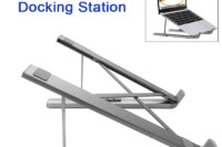 8-in-1 Laptop Stand with Docking Statio Aluminum Alloy Foldable and Liftable USB C Dock Tablet Stand Type-C Hubs Adapter