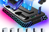 Cooling Station for PS5/ PS5 Slim/ PS5 Pro, Aounion YH66S PS5/ Slim/ Pro Stand with RGB, Organizer & Controller Charging Dock