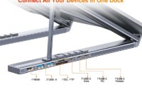 Aluminum Alloy Bracket Docking Station 8-in-1 Laptop Stand Foldable and Liftable USB C Dock Tablet Stand Type-C Hubs Adapter