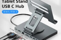 Blueendless Ipad stand USB C Hub 4K 60HZ HD Type-C 100W PD SD/TF Slot Reader USB 3.0 5Gbps 9 In 1 Type-C Hub ipad holder