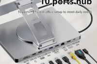 Blueendless Aluminum ipad Holder 10 in 1 docking C hub 4K 60Hz Type C Adapter USB3.0 5Gbps 100W PD Charger For Laptop desktop