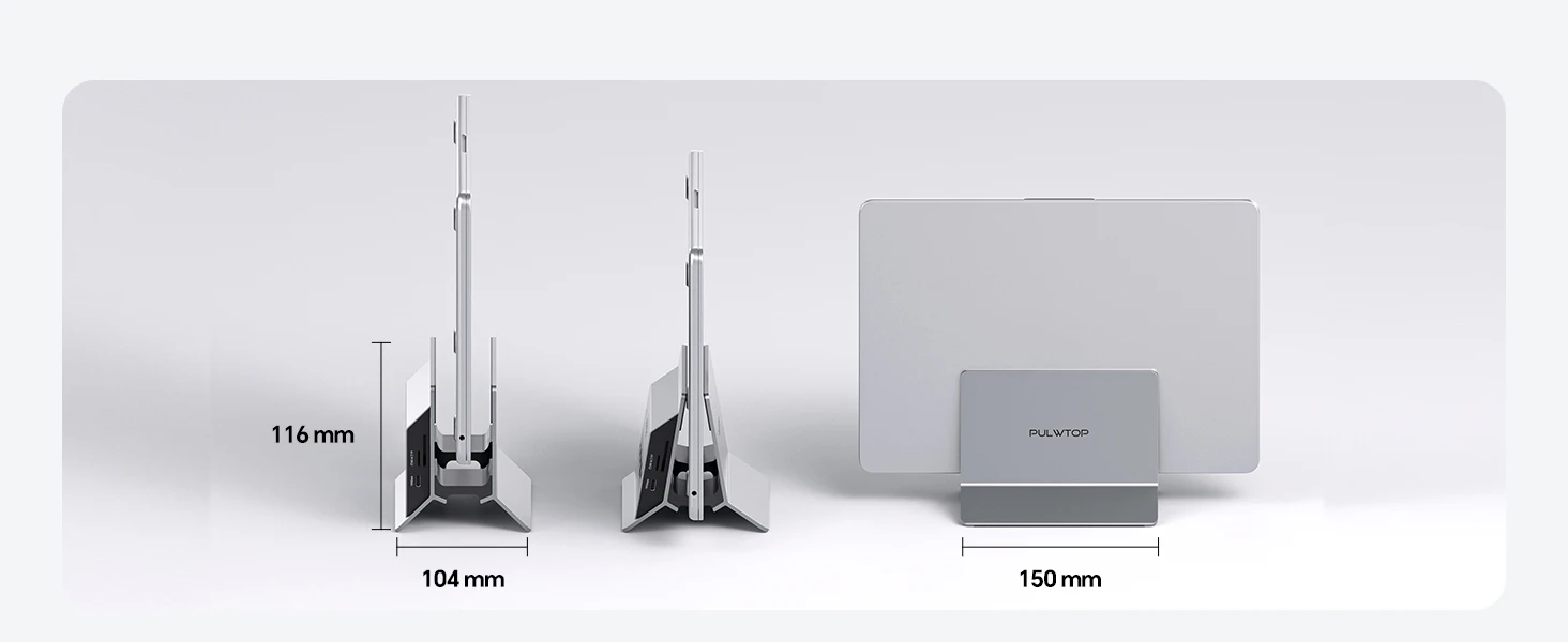 PULWTOP Dual-USB C Mac Laptop Docking Station with USB 2.0, SD/TF Vertical Dock Stand for MacBook Pro Air M3 M4 M5
