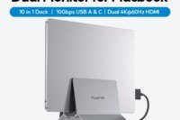 PULWTOP Dual-USB C Mac Laptop Docking Station with USB 2.0, SD/TF Vertical Dock Stand for MacBook Pro Air M3 M4 M5