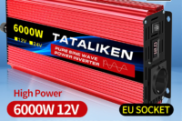 pure sine wave power inverter 12V to 220V 50HZ 2500W 3500W 4500W 5000W 6000W DC to AC voltage converter  power supply EU Socket