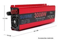 Inverter DC 12V 24V To AC 220V Pure Sine Wave Power Inverter 3000W/2000W/1000W Intelligent Digital Display Voltage Transformer
