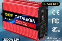 Inverter Pure Sine Wave  2500W/3500W/4500W/5000WDC 12V/24V to AC 220V 230V Voltage Transfer Converter Charging Adapter EU Socket