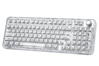 YUNZII X98 White Transparent Mechanical Gaming Keyboard, Wireles Custom QMK/VIA RGB Keyboard with Knob, Gasket Mount for Win/Mac
