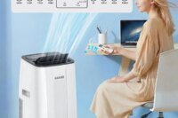 14000 BTU Portable AC Unit With Remote, 3 In 1 Air Conditioner Dehumidifier Fan, Child Lock For Rooms Up To 750 Sq Ft