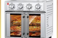 29.5 QT French Door Air Fryer Convection Toaster Oven, Extra Large 6 Slices, 1700W, Multifunction Oven for Air Fryer, Toast, Grill, Defrost, Bake, Time and Temperature Controls, Silver