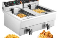 SucceBuy 12L Electric Deep Fryer w/Dual Removable Tanks Commercial Countertop Fryer for Chicken French Fries Frying Chips