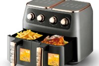 12L Air Fryer With 2 Independent Nonstick Frying Baskets Dual Zone Air Fryers Oilless Cooker Match Cook Roast Broil Dehydrate