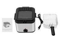 Deep Fryer+2.5L Capacity, Electric Deep Fryer with Basket+1000W Power, Deep Fryer with Basket for Home Use+80-190℃ Temperature, For Home Kitchens Restaurants Snack Bars Cafeterias Fast Food Shops Parties Making French Fries Onion Rings Fried Chicken Dough