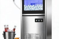 Commercial Ice Maker Machine 120lbs/24h, 36lbs Storage Capacity,Dual Water Inlet Mode,Built-in/Freestanding/Under Counter Ice Maker with Self-Cleaning, ETL Certified for Home Bar Restaurant
