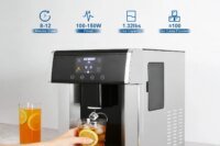 Countertop Ice Maker 15kg 24H 110V 2-in-1 Ice Machine 6-12 Mins Fast Ice Making Self-cleaning Electric Ice Dispenser Touch Control Large Storage Auto Shut-off for Home Office Cafe Party Kitchen Bar