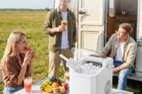JHK Small Portable Ice Machine Countertop Ice Maker with Scoop Basket and Handle 9 Ice Cubes Ready in 6 Mins 26.5lbs in 24Hrs for Home Kitchen Party