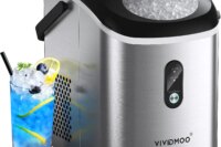 Vividmoo Nugget Ice Maker Countertop, Self-cleaning Sonic Portable, Soft Chewable Pebble Ice in 5 Mins with Ice Scoop and Basket