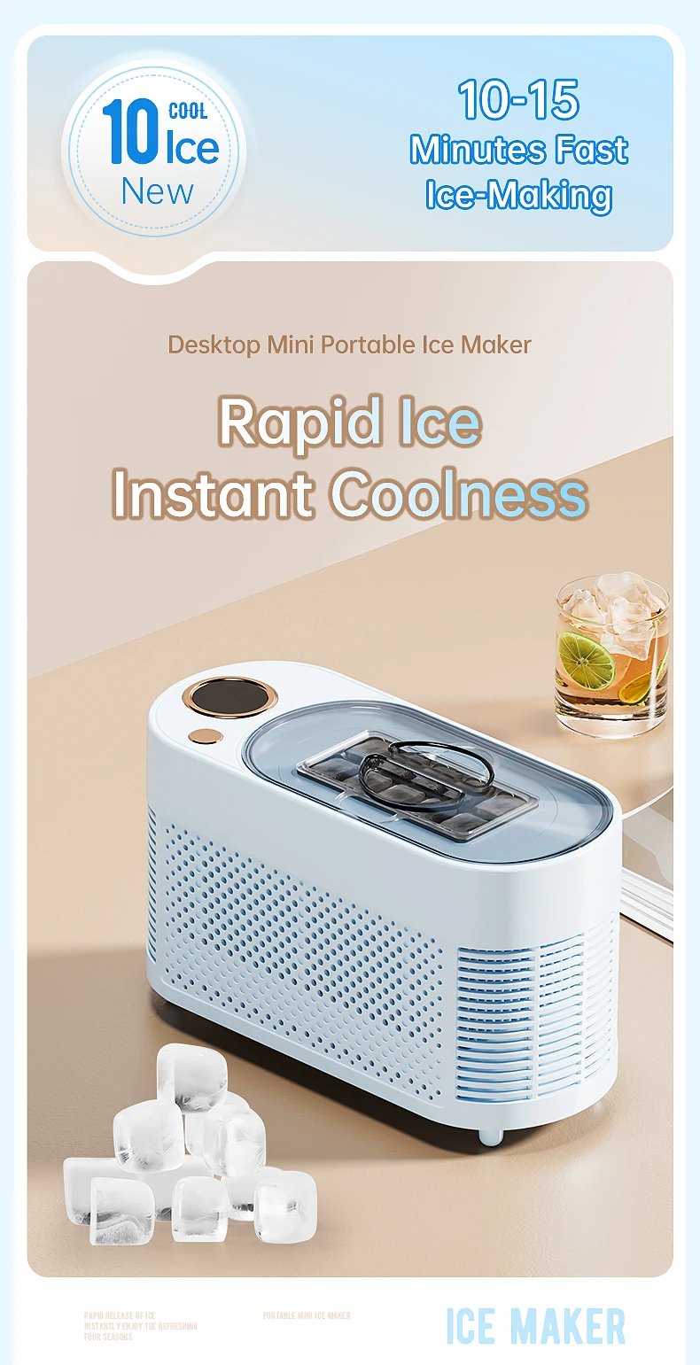 Yanace Portable Ice Maker Countertop Electric Ice Cube Machine for Home Kitchen Bar Party Easy Clean Perfect for Cocktails Drink