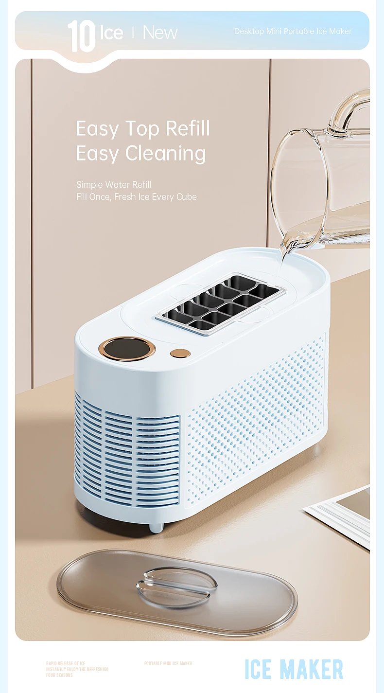 Yanace Portable Ice Maker Countertop Electric Ice Cube Machine for Home Kitchen Bar Party Easy Clean Perfect for Cocktails Drink
