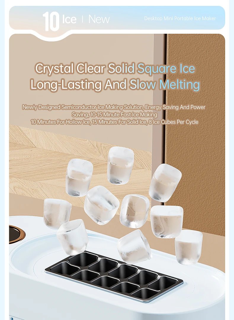 Yanace Portable Ice Maker Countertop Electric Ice Cube Machine for Home Kitchen Bar Party Easy Clean Perfect for Cocktails Drink