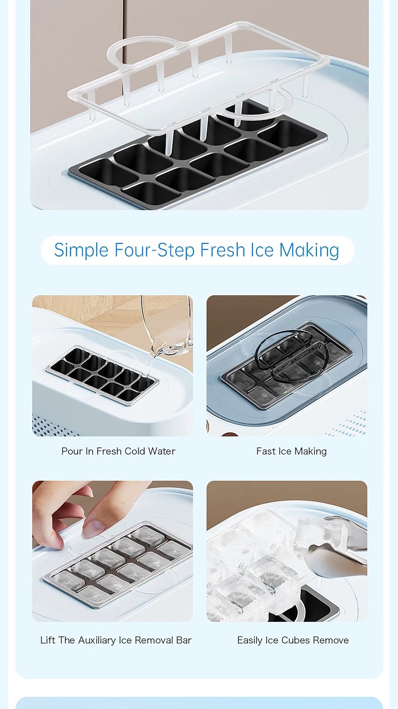 Yanace Portable Ice Maker Countertop Electric Ice Cube Machine for Home Kitchen Bar Party Easy Clean Perfect for Cocktails Drink