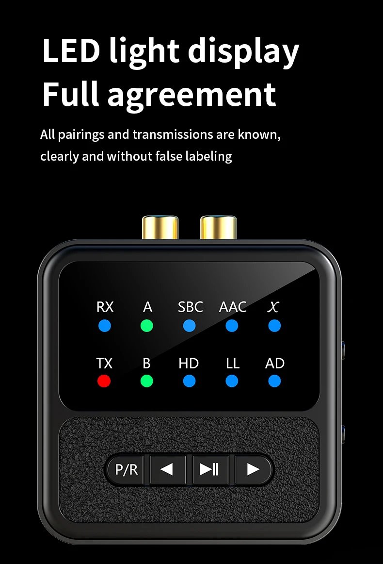 Tebe QCC Bluetooth 5.4 Audio Receiver Transmitter Adapter AAC/aptX/aptX-LL/aptX-HD/aptX-AD RCA Aux Wireless Stereo Music Player