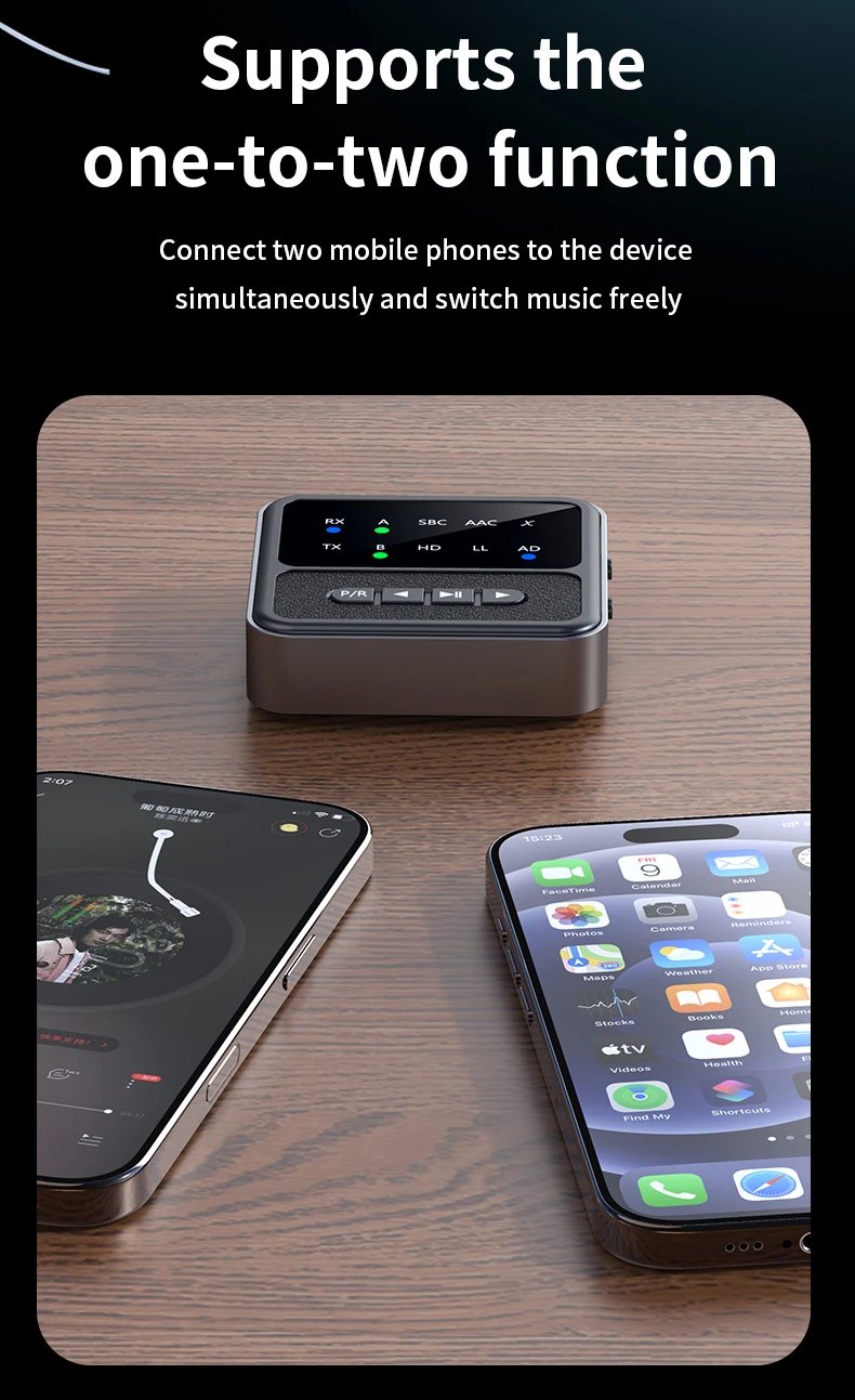 Tebe QCC Bluetooth 5.4 Audio Receiver Transmitter Adapter AAC/aptX/aptX-LL/aptX-HD/aptX-AD RCA Aux Wireless Stereo Music Player