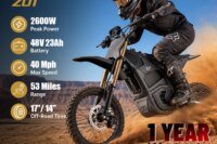 ZUH Z01 Electric Dirt Bike Motorcycle for Teens & Adults, 48V 2600W Brushless Motor, 23.4Ah Removable Lithium Battery, Max Speed 40MPH, Full Hydraulic Brakes & Suspensions, 14/12 Inch Off Road Tires