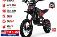 3000W Electric Dirt Bike for Adults 48V 30Ah, 37MPH High Speed Mid Drive Electric Motorcycle, 31 Miles Range, 14"/12" Off-Road Tires, Dual Disc Brakes
