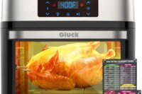 Air Fryer Oven Large 20 QT for kitchen use, stainless steel body, black finish, 10-in-1 multifunctional airfryer toaster combo