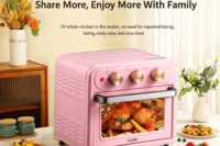15L Visible Air Fryer Oven Retro Pink Multifunctional Toaster Oven Oil-Free Baking Mini Electric Oven 15.85QT Countertop Oven