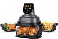 4-in-1 Glass Air Fryer,Portable 1500W Countertop Cooker with 4-QT& 1.5-QT Glass Bowl,400°F Max Temp,Multi-functional Air Fryer