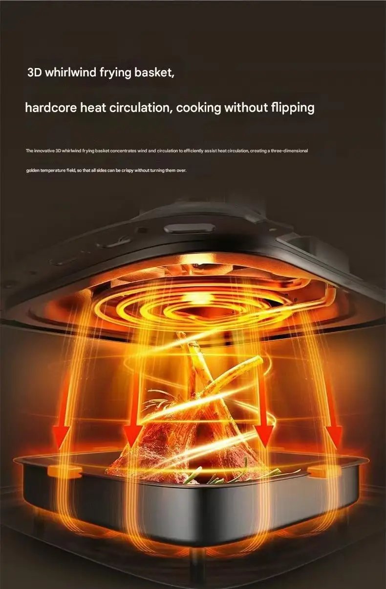 2024 New Air Fryer Double Knob Visual Multifunctional Household Large Capacity Fully Automatic Intelligent French Fry Machine