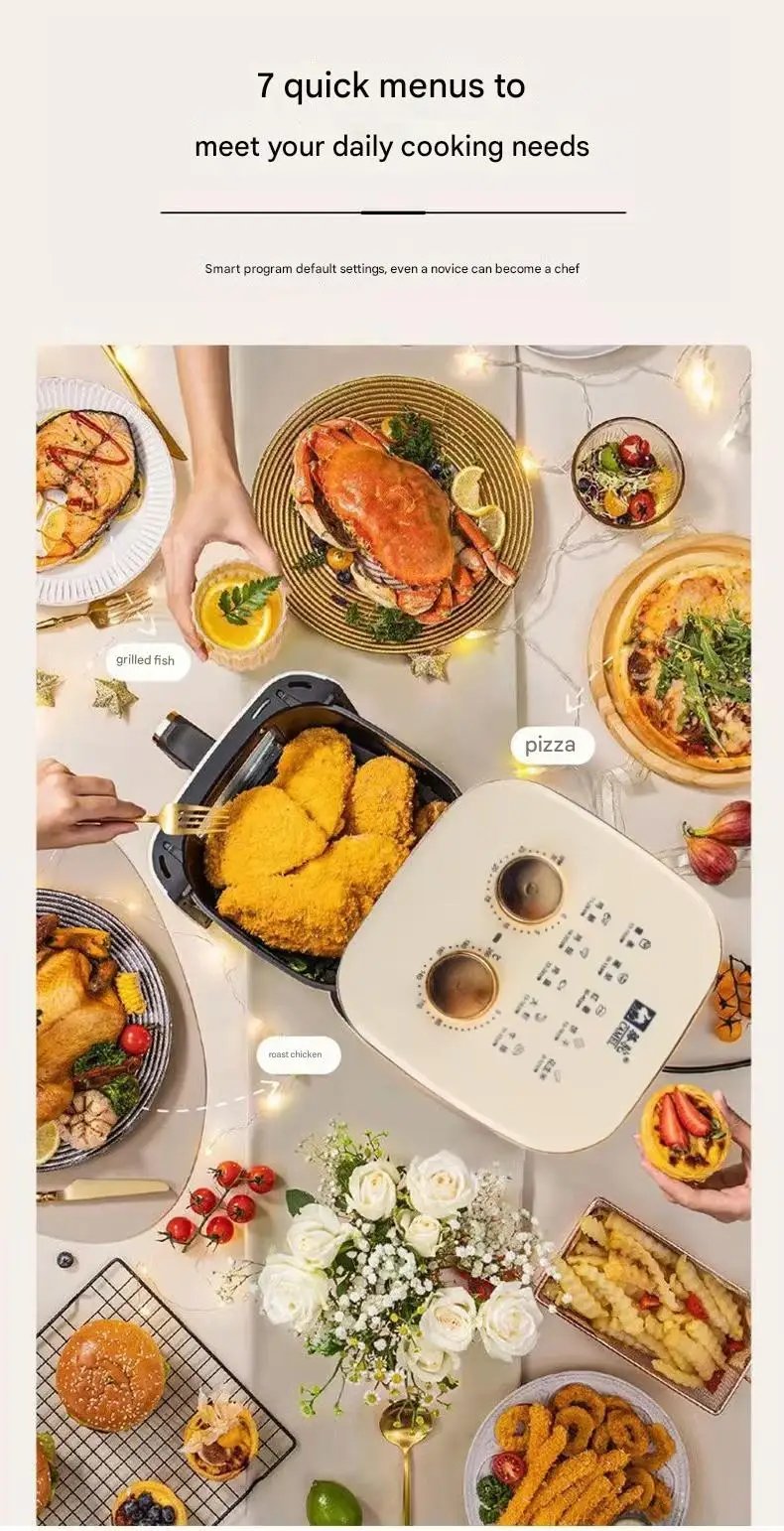 2024 New Air Fryer Double Knob Visual Multifunctional Household Large Capacity Fully Automatic Intelligent French Fry Machine