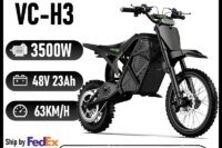 Electric Dirt Bike VIPCOO 3500W 48V23AH Electric Motorcycle Fat Tire Nitrogen Suspension E Dirt Bike for Teens and Adults