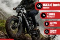 Eskute V100 Electric Dirt Bike, 1500W Peak 20MPH+ 48V13Ah Battery Motorcycle, All Terrain Dual Suspension E Bike , Ebike Up to 60 Miles Range, 16"x4" Fat Tire, 7-Speed,UL2849