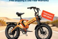 Cybervelo 20” Fat Tire 2000W Peak Motor Luxury Foldable Ebike 48V Removable Battery E Bicycle 35+ MPH 100+Miles Long Range EK6