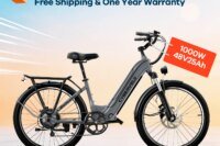 Cybervelo 26" Step-Thru Commuter, 500W Peak 48V 25Ah Detachable Battery, Long Range 7-Speed Shift Electric Bike for Adult EK7 EK10