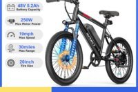 20''/26'' Electric Bike with Removable Battery Power for 30-40Miles Range, 19 MPH Top Speed, 3 Riding Modes Front Suspension Commuter Electric Bicycle