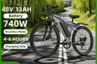 UPlee G73 Adults Electric Bike 740W Motor Electric Bicycle 48V 13AH Removable Battery E Bike 26'Tire Mountain Electric Dirt Bike