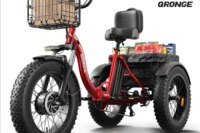 QRONGE Electric Bike for Adults 1200W Peak 36V 20AH Battery Folding Electric Tricycle 75 Miles Range Max 20MPH 20"*4" Fat Tire Electric Trike