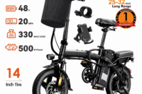 Adult and Adolescent Electric Bicycles, 20MPH, 560W Motor, 48V Detachable Battery, 14 inch Folding Electric Bicycle, Up to 25-32 Miles Long, Commuter Electric Bike