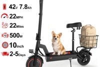 2026 New 500W 10inch Solid Tire Electric Bicycle with Basket 7.8AH Battery 22Miles Max Range 22MPH Max Speed Dua Shock Absorption Foldable Adult Ebike