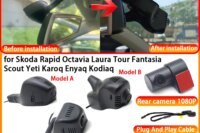 for Skoda Rapid Octavia Laura Tour Fantasia Scout Yeti Karoq Enyaq Kodiaq OEM 4K DVR Dash Cam Front Rear Camera Video Recorder