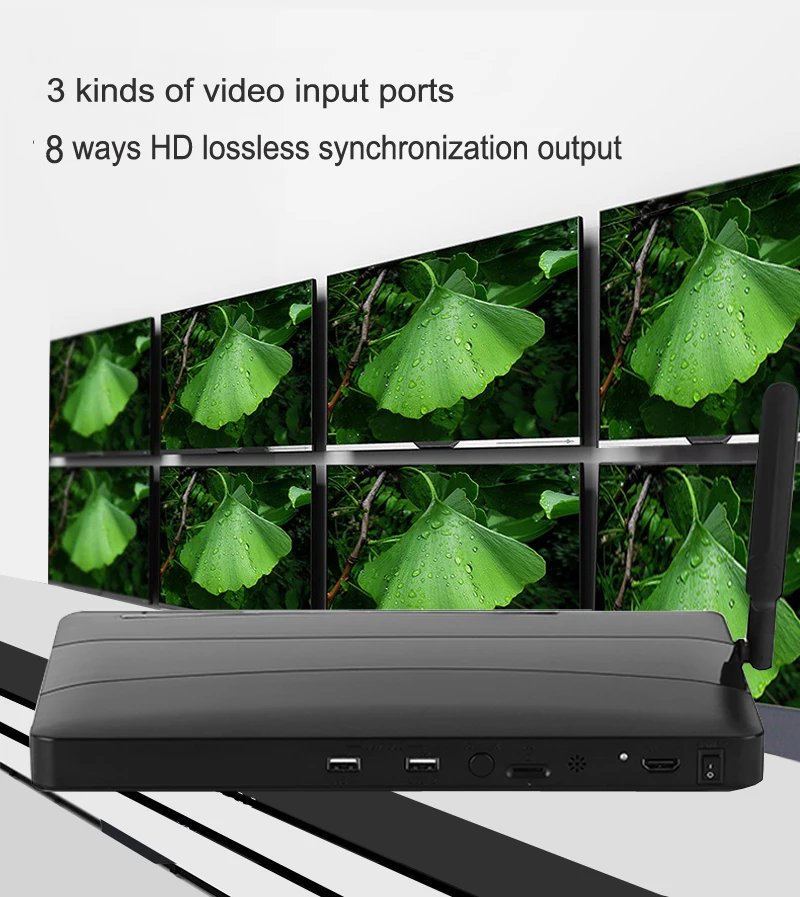 UHD 4K Android4.4 System Video Streamer Box 8 Port HDMI Multimedia Player HDMI Splitter Converter USB Flash Player for TV Stores