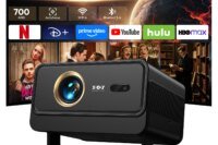XGODY Smart Portable Projector 700ANSI Native 1080P 8K Supported Android 14 Auto Keystone Correction WiFi6 BT5.4 Home Theater Movie Projector for Bedroom Outdoor
