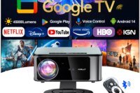 HORLAT Projector 45000Lumen Android 14 Auto Keystone 4K 8K Decode Full HD 1080P Video 3D Home Theater 5G WiFi Portable Proyector